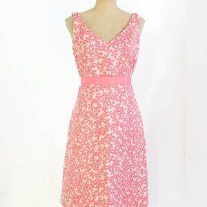 J Crew coral pink floral print tea party dress